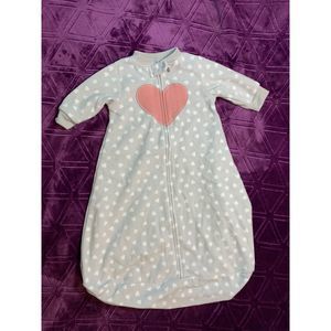 Small Fleece Sleepsack Carter's with zipper, Soft Warm long-sleeves hearts gray